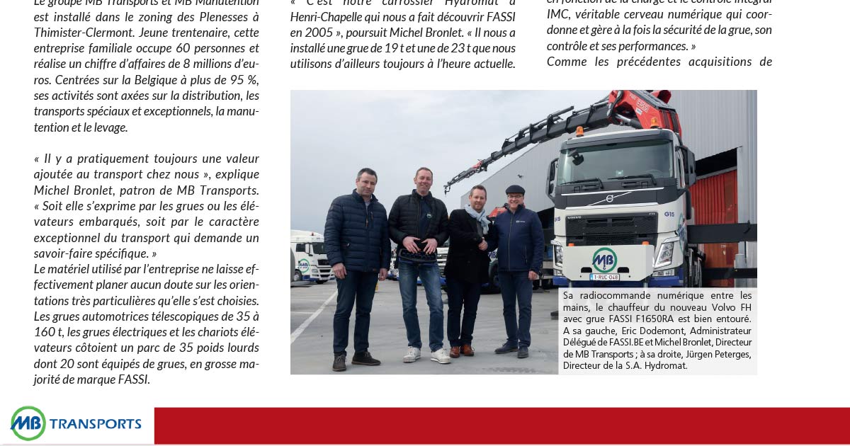 Une grue Fassi F1650RA sur un Volvo FH